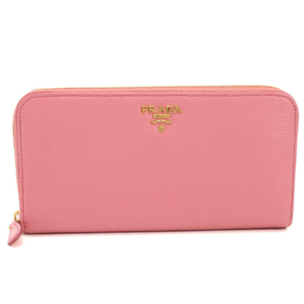 PRADA Prada Long Wallet, Round Zipper, 1ML506 Vitello Move, Women's, Pink